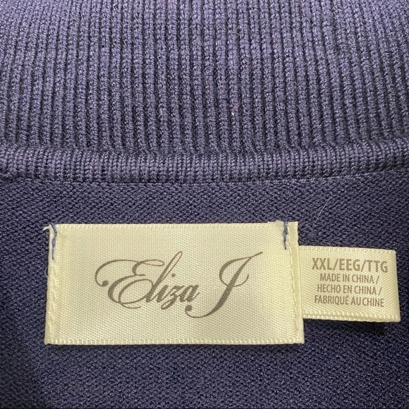 Eliza J XXL 2XL Blue Mock Neck Long Sheer Sleeve Knit Fit & Flare Sweater Dress - Picture 14 of 14